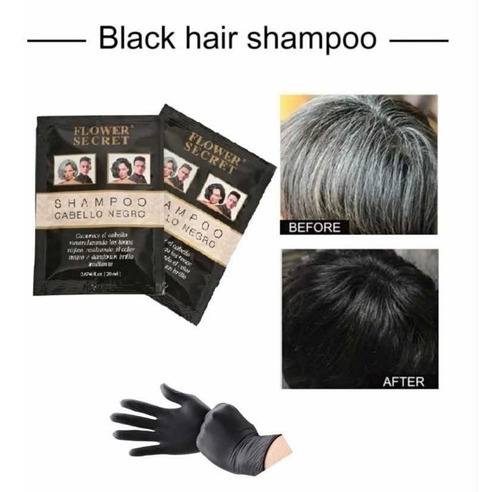 1 Sobre Shampoo Colorante Negro Para Cubrir Canas En 5 Min