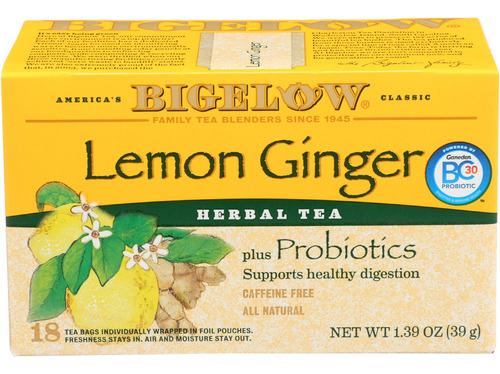 Bigelow, Tea Herb Plus Lemon Ginger (sin Cafena), 18 Unidade
