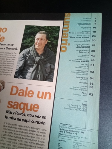 Mística Olé 73 Menotti Suplemento Fierros Juanse 5 Sep 1998 (Usado)