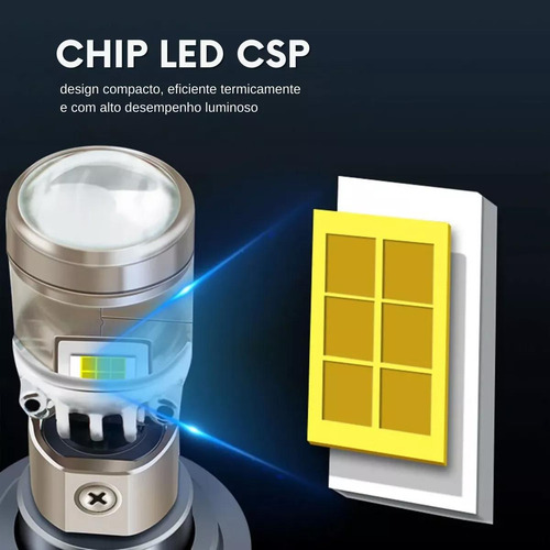 Par Lampada Led Projetor H4 Mini Canhao 6000k 9000lm 12v 24v