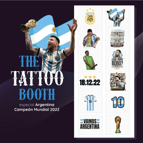 Plancha De Tatuajes Temporales Argentina Campeon Tattoos
