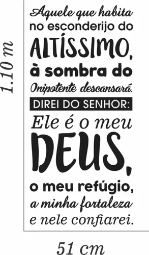 Adesivo Decorativo Salmo 91 Completo Deus Jesus Religião