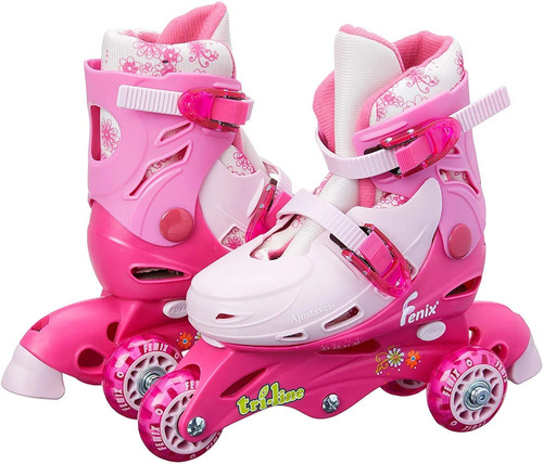 Imagem 3 de 7 de Patins In-line Tri-line Rosa 26 A 29 Menina + Acessorios