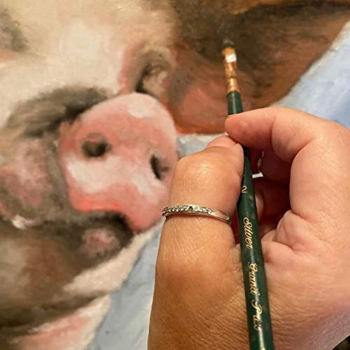 Imagen 6 de 6 de Pincel Redondo Para Pinturas Al Óleo Tamaño 10 Y Mango Largo