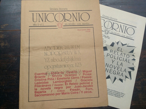 Unicornio Revista Literaria Año 1 N° 1 Con Dosier