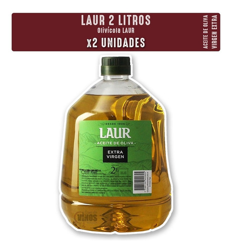 Aceite De Oliva Extra Virgen Laur 2 Litros X 2u