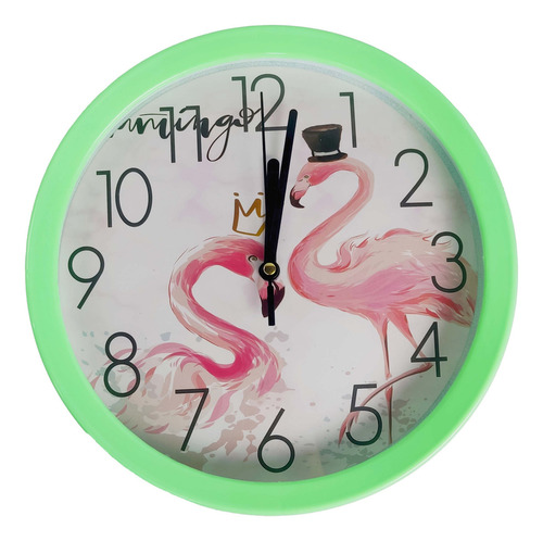 Reloj De Pared Analogico 23 Cm Silencioso Diseño Flamencos