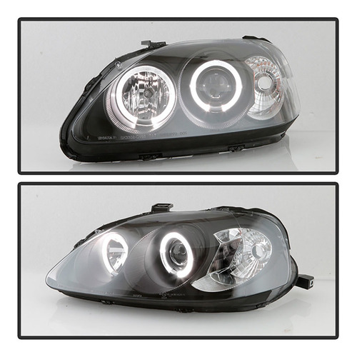 Imagem 2 de 9 de Farol Civic 1999 2000 Angel Eyes Led Máscara Negra
