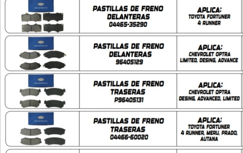 Pastillas De Freno Para Vehículos Al Mayor Y Detal