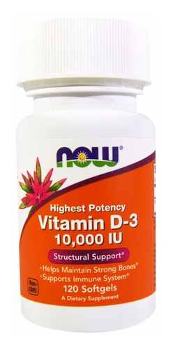 Vitamina D3 10.000 Ui  Now Foods 120 Softgels