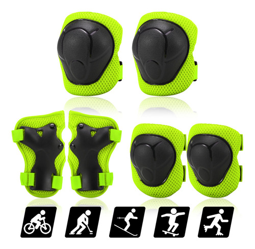 G Kit Protección Niños 6 En 1 Rodilleras Coderas Muñequeras
