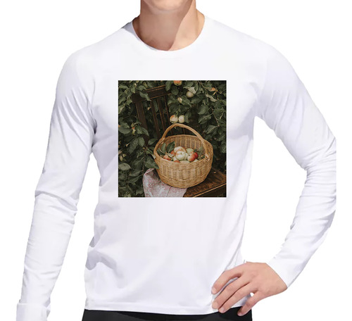 Remera Hombre Ml Comida Saludable Frutas Verduras Campo P3