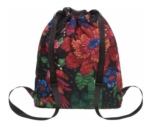 Bolsa Farm Ginga Estampada Florecer Black Cor Preto Desenho do tecido Florido