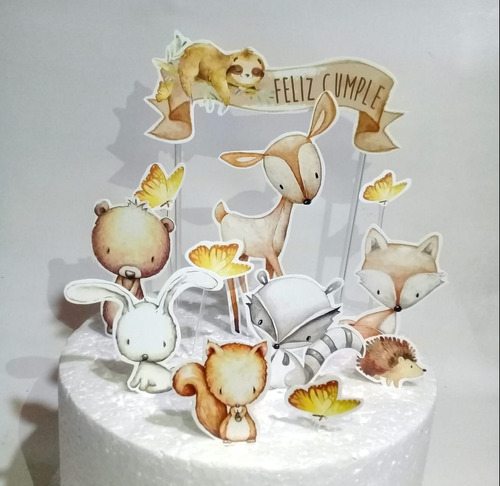 Cake Topper Adorno Para Torta Animalitos Del Bosque