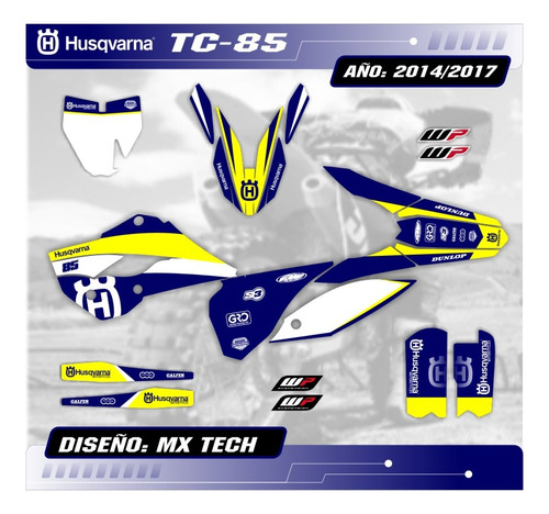 Kit Calcos Gráfica Husqvarna Tc 85 2014/17 - Grueso Mate