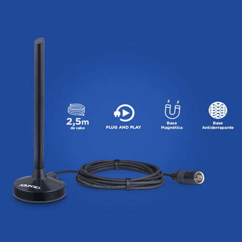 Antena Digital Aquário 5 Em 1 Vhf Uhf Fm Hdtv 4k - Dtv100p