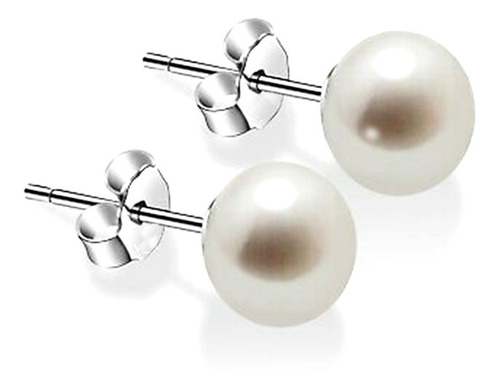 Aros Perla 8mm Plata Fina 925 Casquilla Jm