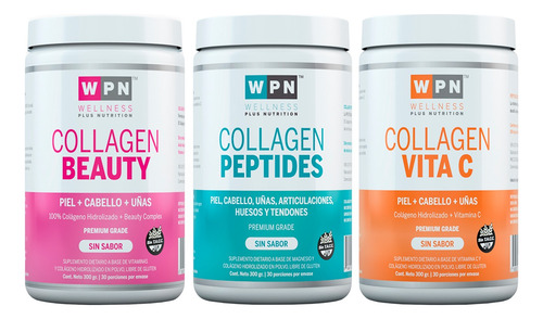 Wpn Wellness Collagen Peptides + Beauty + Vit C Sin Sabor 3c