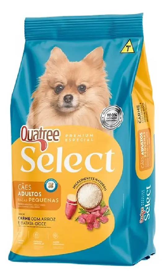 Raçao Quatree Select Caes Adultos Carne Raças Pequenas 20kg