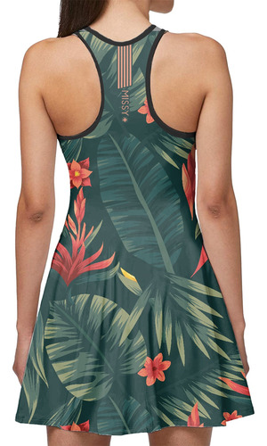 Imagem 2 de 6 de Vestido Beach Tennis C/ Shorts Flores Verde Beachwear