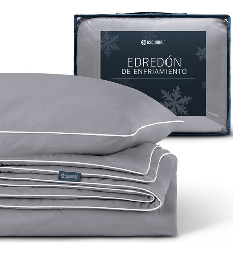 Edredón De Enfriamiento King Size Con Fundas Esquimal Gris Liso