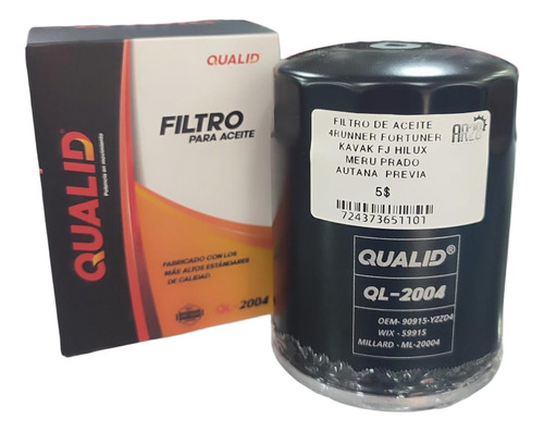 Filtro Aceite Qualid Ql-10358 Ql-10158 Ql-10295 Ql-2004 Ql-8