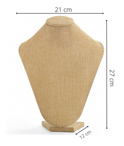 Imagen 2 de 7 de Exhibidor Busto Torso Collares Hessian Tela Arpillera 3202
