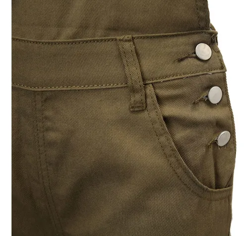 Overol De Mezclila Mujer Short Moda Simple Multibolsillos