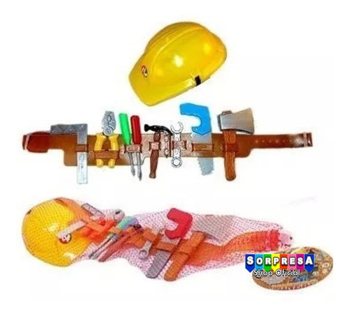 2 Set Casco Construccion Cinturon Minero Herramienta Disfraz