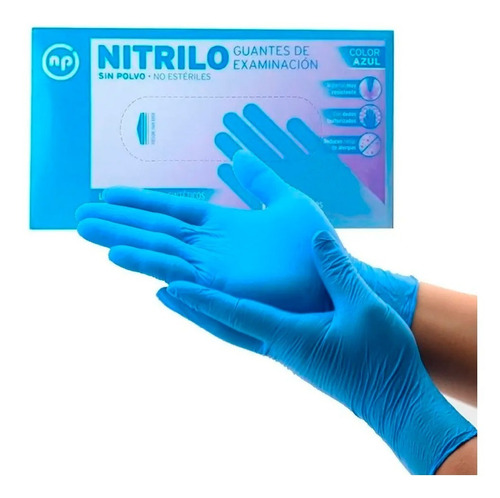 Guantes descartables antideslizantes NP color azul talle M de nitrilo x 100 unidades