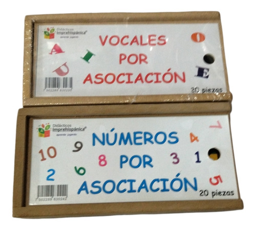 Kit De 2 Cajas Vocales/números Por Asociación C/20 Piezas 