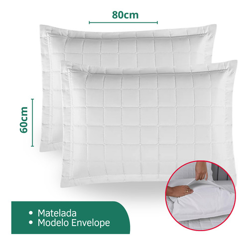 Cobre Leito C/ Porta Travesseiros Casal Padrão Matelado 3 Peças Dupla Face 400 Fios Toque Macio Premium Branco
