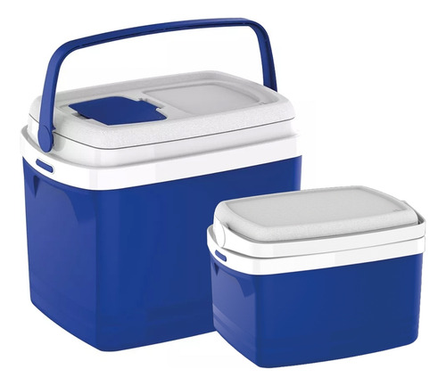 Combo 2 Caixas Cooler Térmica 32 E 12 Litros Azul - Soprano