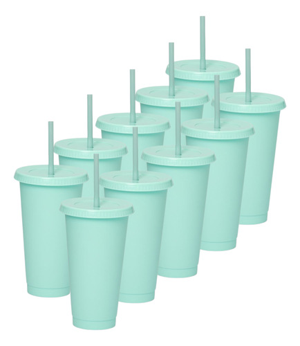 60 Vaso Uupz Sun 709 Ml Con Tapa, Plástico, Reutilizable Verde Pastel