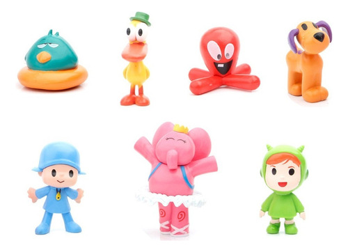 7 Piezas De Decoración En Colores Pastel, Muñeca Pocoyo Zink