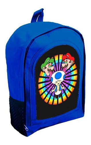 Mochila Azul Infantil  Nena Nene Mario Bros Tt22