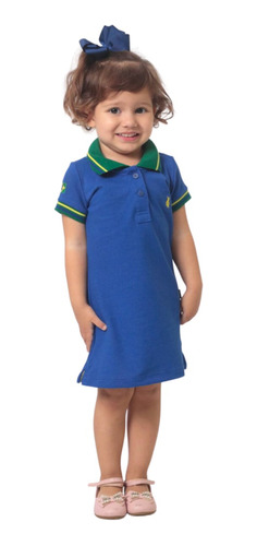 Vestido Polo Infantil Azul Royal