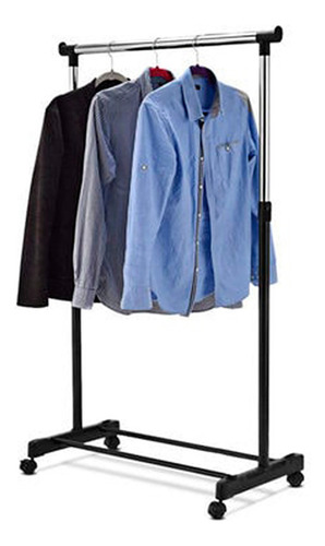 Perchero Regulable De Aluminio Con Ruedas Barral Simple Negro