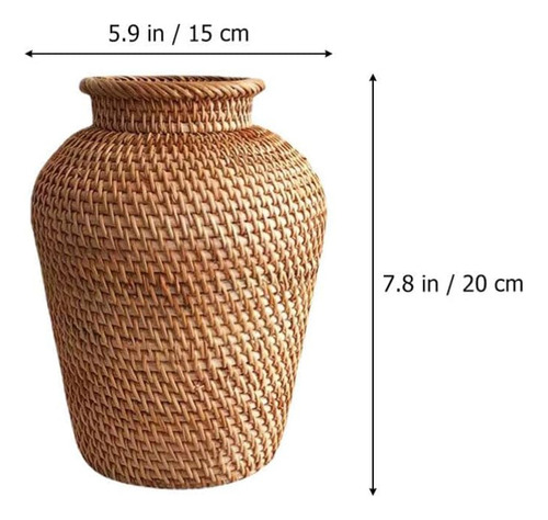 Vosarea Florero De Mimbre Vintage, Jarrón Tejido De Ratán, R