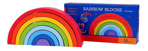 8 Piezas Arco Iris Construcción Apilamiento Bloques Diy