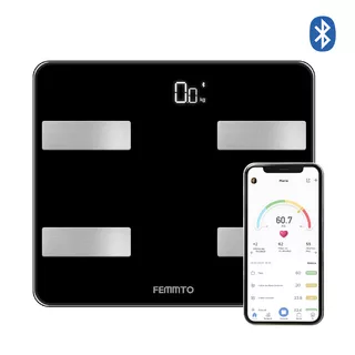 Bascula Digital Bioimpedancia Bluetooth Inteligente 180 Kg Peso Personas Pesa Grasa Corporal Baño Personal Femmto