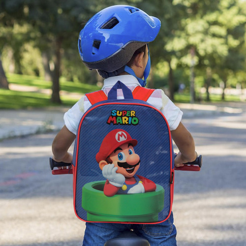 Mochila Escolar Pliki Cor Azul Design Geométrico