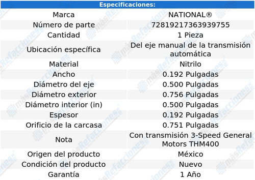 Retén Eje T/ A P/ Jeep F-134 64 Al 66 National