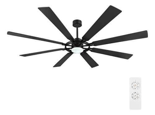 Ventilador De Techo Con Luces 8 Aspas 72 Pulgadas Negro