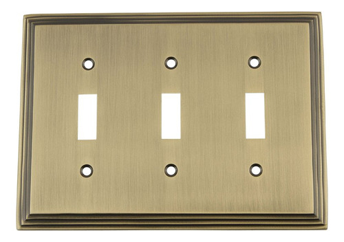 Placa Interruptor Deco Triple Palanca Laton Antiguo