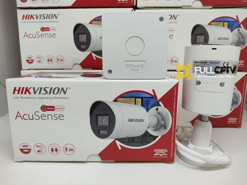 Câmera Bullet Acusense Ip Hikvision 4mpx Áudio E Slot Cartao
