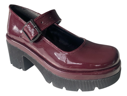 Guillerminas Mary Jane Zapatos Plataforma Tira Hebilla Bordo Charol 38