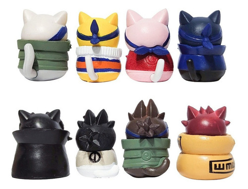 Figura De Acción De Naruto Kit 8 Bonecos Gato Modelo Q Versi