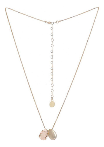 Colar Armazem Rr Bijoux Pingente Duplo Cristal Rose Dourado