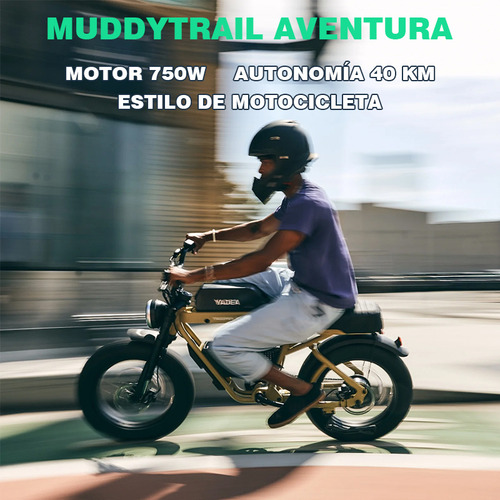 Yadea Trooper01 E-bike Estilo Retro , Con Frenos Hidráulicos Caqui